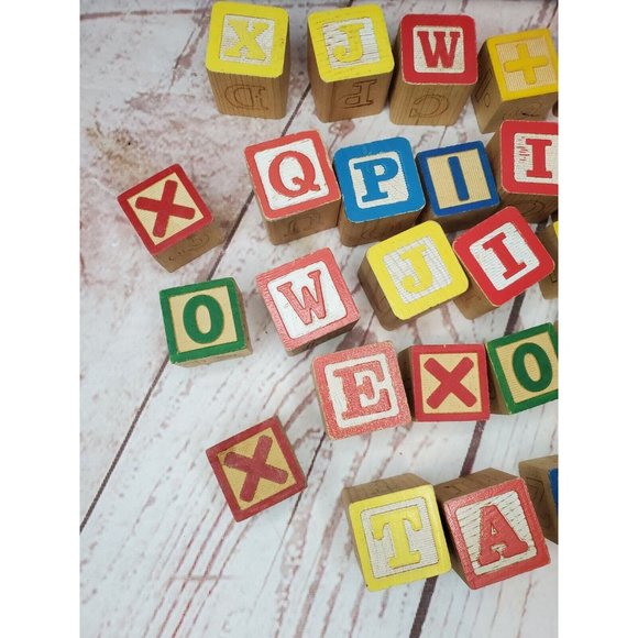 31 Vintage Math And Letter Wooden Painted Blocks Addition Subtraction Blocks - Picture 5 of 11
